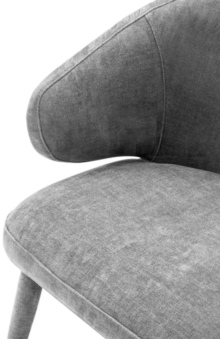 Casa Padrino Designer Esszimmerstuhl mit Armlehnen in Grau 62 x 55 x H. 79 cm