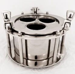 Casa Padrino Designer Flaschenständer aus Aluminium in Nickel, Durchmesser 32 x H 16 cm
