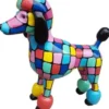 Casa Padrino Designer Gartendeko Skulptur Pudel Hund Mehrfarbig 64 x H. 63 cm - Gartendeko Figur - Wetterbeständige Gartenfigur - Dekorative Tierfigur