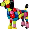 Casa Padrino Designer Gartendeko Skulptur Pudel Hund Bunt 64 x H. 63 cm - Gartendeko Figur - Wetterbeständige Gartenfigur - Dekorative Tierfigur