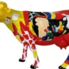 Casa Padrino Designer Gartendeko Skulptur Kuh Mehrfarbig 210 x 55 x H. 147 cm - Riesige Dekofigur - Lebensgroße Tierfigur