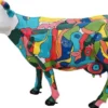 Casa Padrino Designer Gartendeko Skulptur Kuh Bunt 210 x 55 x H. 147 cm - Riesige wetterbeständige Dekofigur - Lebensgroße Tierfigur
