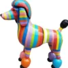 Casa Padrino Designer Gartendeko Skulptur Pudel Hund Mehrfarbig Gestreift 64 x H. 63 cm - Gartendeko Figur - Wetterbeständige Gartenfigur - Dekorative Tierfigur