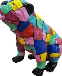 Casa Padrino Designer Gartendeko Skulptur Hund Bulldogge Mehrfarbig 67 x H. 70 cm - Gartendeko Figur - Wetterbeständige Gartenfigur