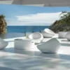 Casa Padrino Designer Gartensessel Matt Weiß 100 x 110 x H. 70 cm - Wetterbeständiger Garten Terrassen Sessel - Hotel Möbel - Luxus Qualität