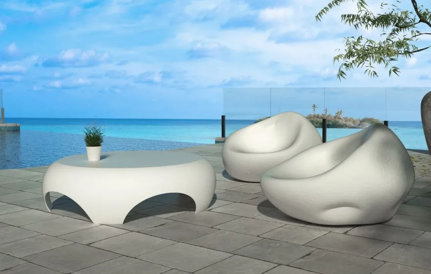 Casa Padrino Designer Gartensessel Matt Weiß 100 x 110 x H. 70 cm - Wetterbeständiger Garten Terrassen Sessel - Hotel Möbel - Luxus Qualität