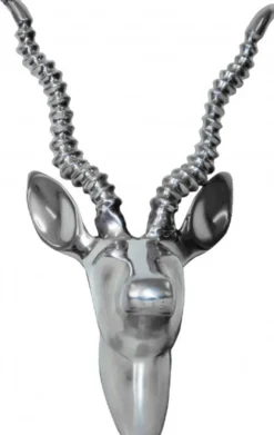 Casa Padrino Designer Geweih Gazelle Wandfigur aus poliertem Aluminium - Wanddekoration - 30 x 20 x 15 cm