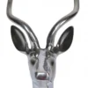 Casa Padrino Designer Geweih Deko Bock aus poliertem Aluminium - Wandfigur - Geweih - Wandgeweih - Silber - 30 x 20 x 15 cm