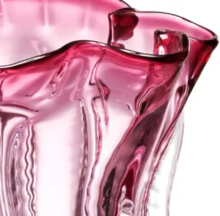 Casa Padrino Designer Glas Blumenvase Rosa Ø 25 x H. 28 cm - Luxus Deko Vase