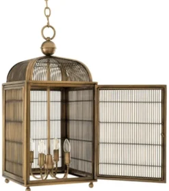 Casa Padrino Designer Hängeleuchte / Laterne Antik Messing 38 x 38 x H. 81 cm - Luxus Hängelampe