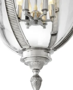 Casa Padrino Designer Hängeleuchte Silber 48 x H. 98 cm - Luxus Hängelampe