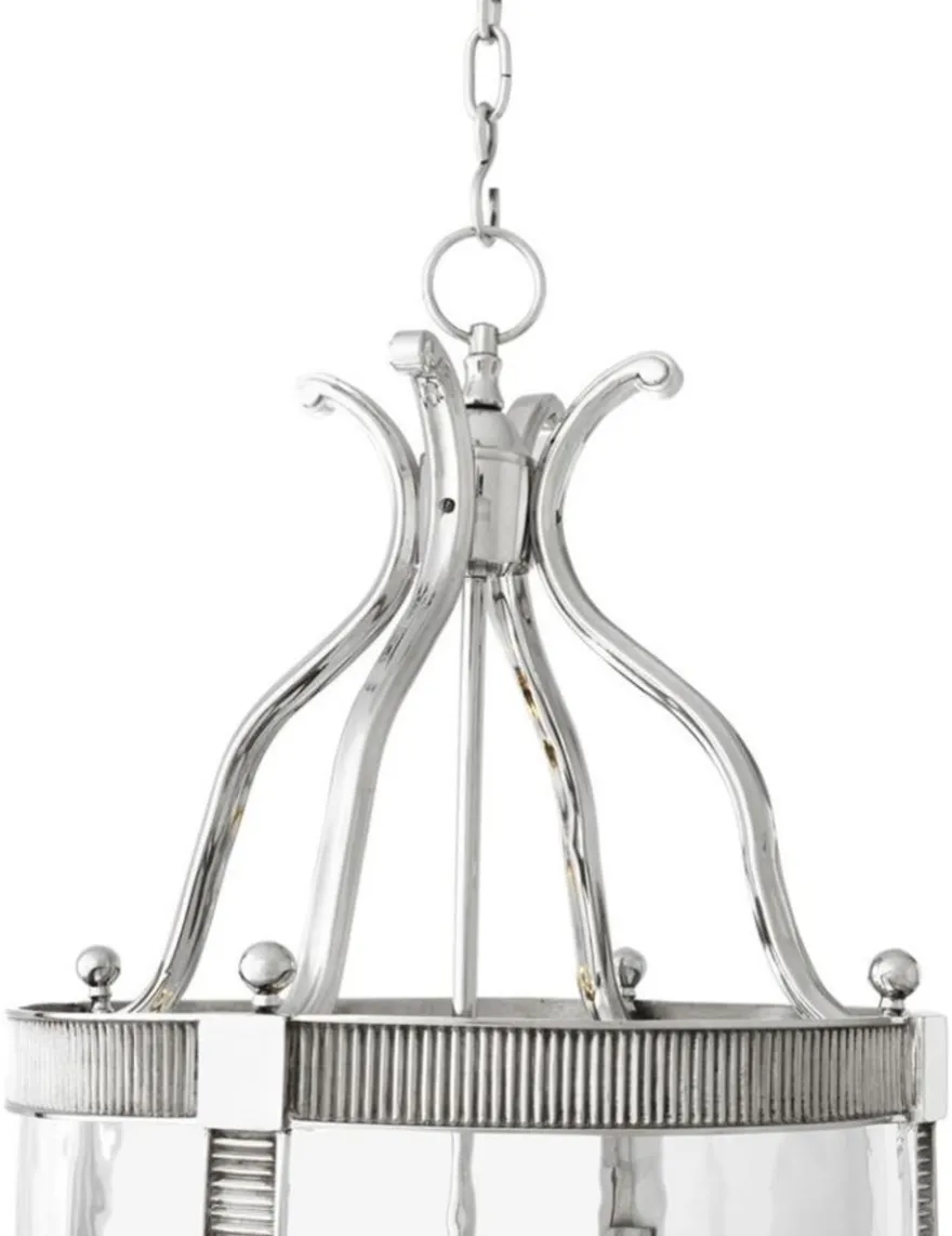 Casa Padrino Designer Hängeleuchte Silber 48 x H. 98 cm - Luxus Hängelampe