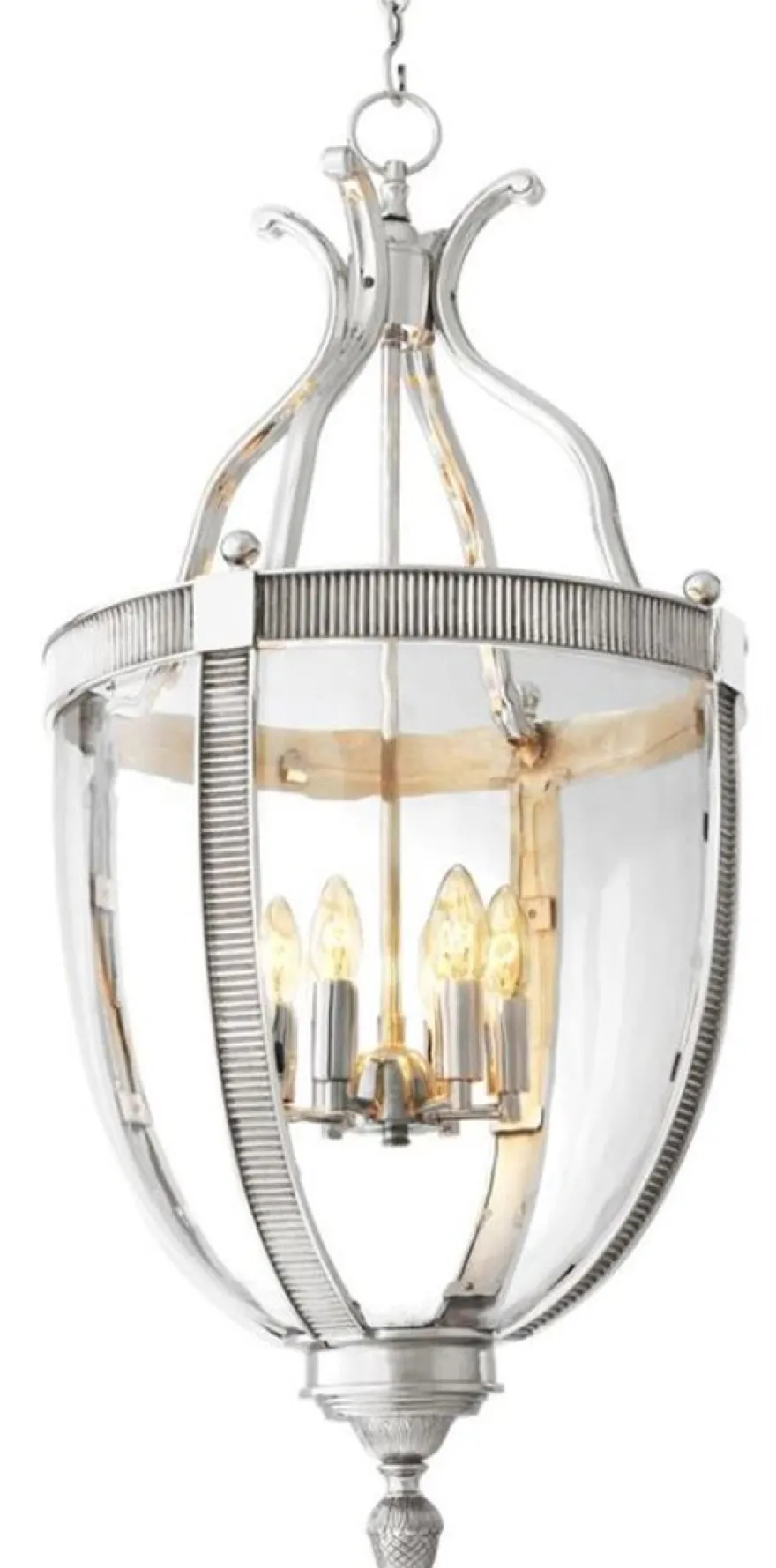 Casa Padrino Designer Hängeleuchte Silber 48 x H. 98 cm - Luxus Hängelampe