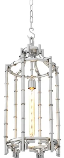 Casa Padrino Designer Hängeleuchte / Laterne Silber 30,5 x H. 69,5 cm - Luxus Hängelampe