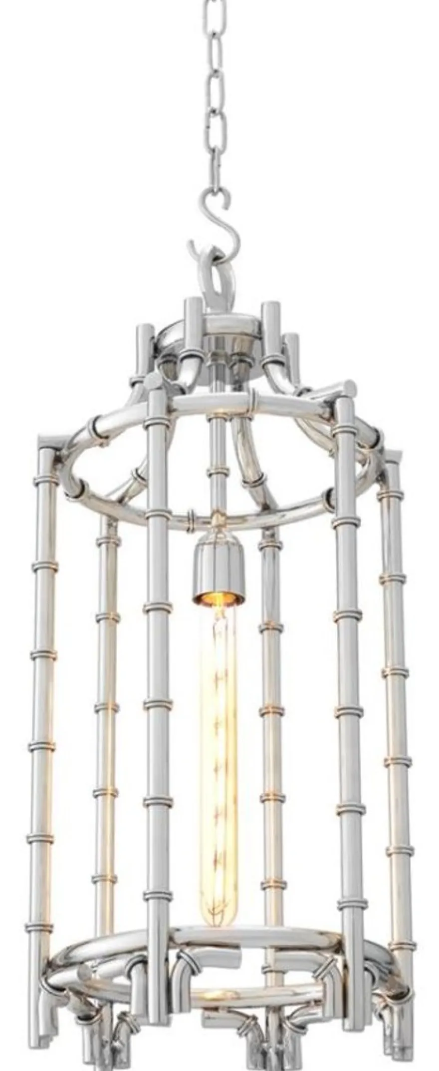 Casa Padrino Designer Hängeleuchte / Laterne Silber 30,5 x H. 69,5 cm - Luxus Hängelampe