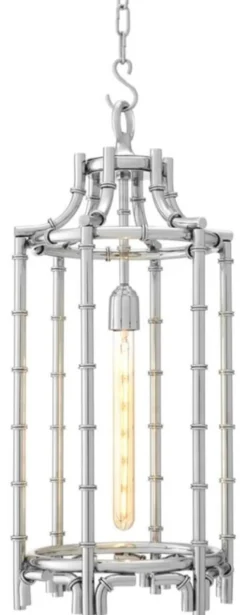 Casa Padrino Designer Hängeleuchte / Laterne Silber 30,5 x H. 69,5 cm - Luxus Hängelampe