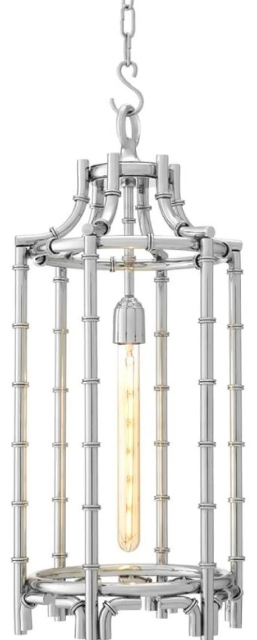 Casa Padrino Designer Hängeleuchte / Laterne Silber 30,5 x H. 69,5 cm - Luxus Hängelampe