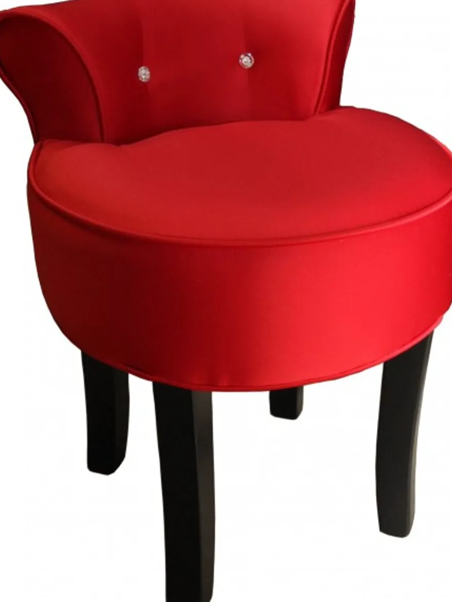 Casa Padrino Designer Hocker Boston Rot/Schwarz mit Bling Bling Steinen - Barock Schminktisch Stuhl, 56 cm hoch