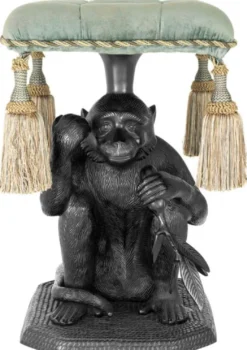 Casa Padrino Designer Hocker Affe Schwarz / Türkis 38 x 43 x H. 58 cm - Luxus Möbel