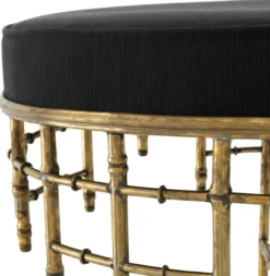 Casa Padrino Designer Hocker Vintage Messing / Schwarz 69 x H. 48,5 cm - Luxus Rundhocker