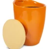 Casa Padrino Designer Hocker Orange mit Sitzpolster und Stauraum unter dem Sitz