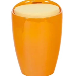Casa Padrino Designer Hocker Orange mit Sitzpolster und Stauraum unter dem Sitz