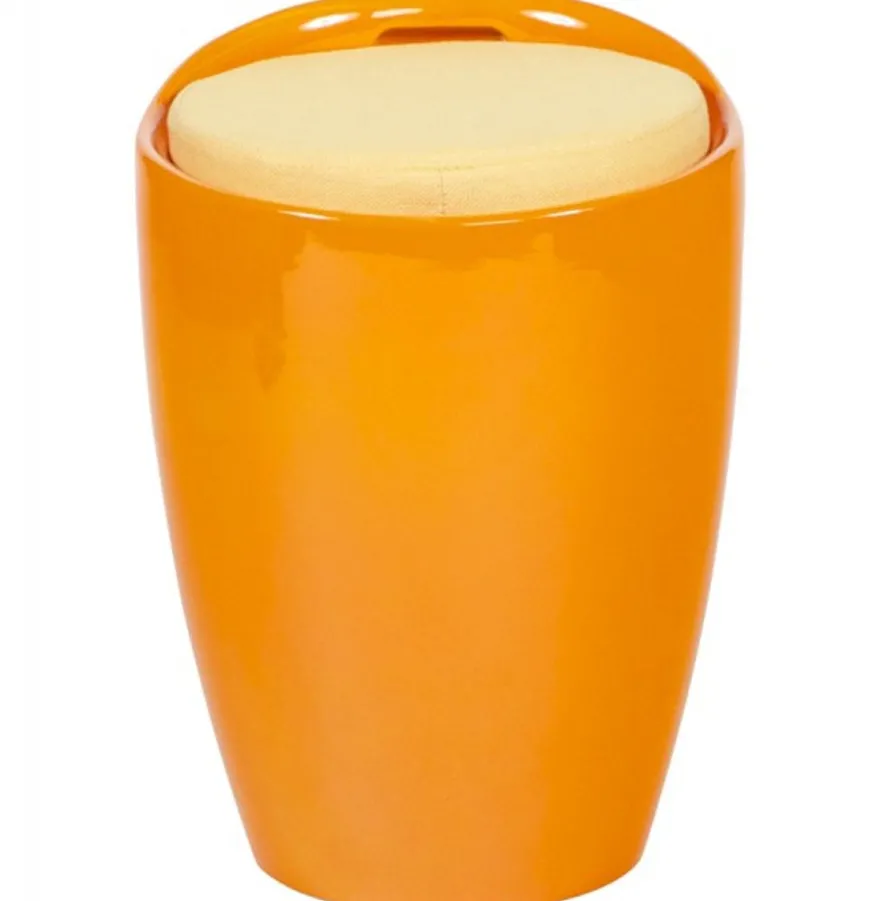 Casa Padrino Designer Hocker Orange mit Sitzpolster und Stauraum unter dem Sitz