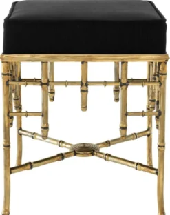Casa Padrino Designer Hocker Vintage Messing / Schwarz 40 x 40 x H. 48,5 cm - Luxus Sitzhocker