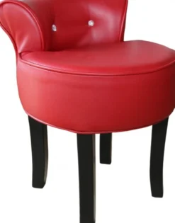 Casa Padrino Designer Hocker Rot / Schwarz mit Bling Bling Steinen - Barock Schminktisch Stuhl