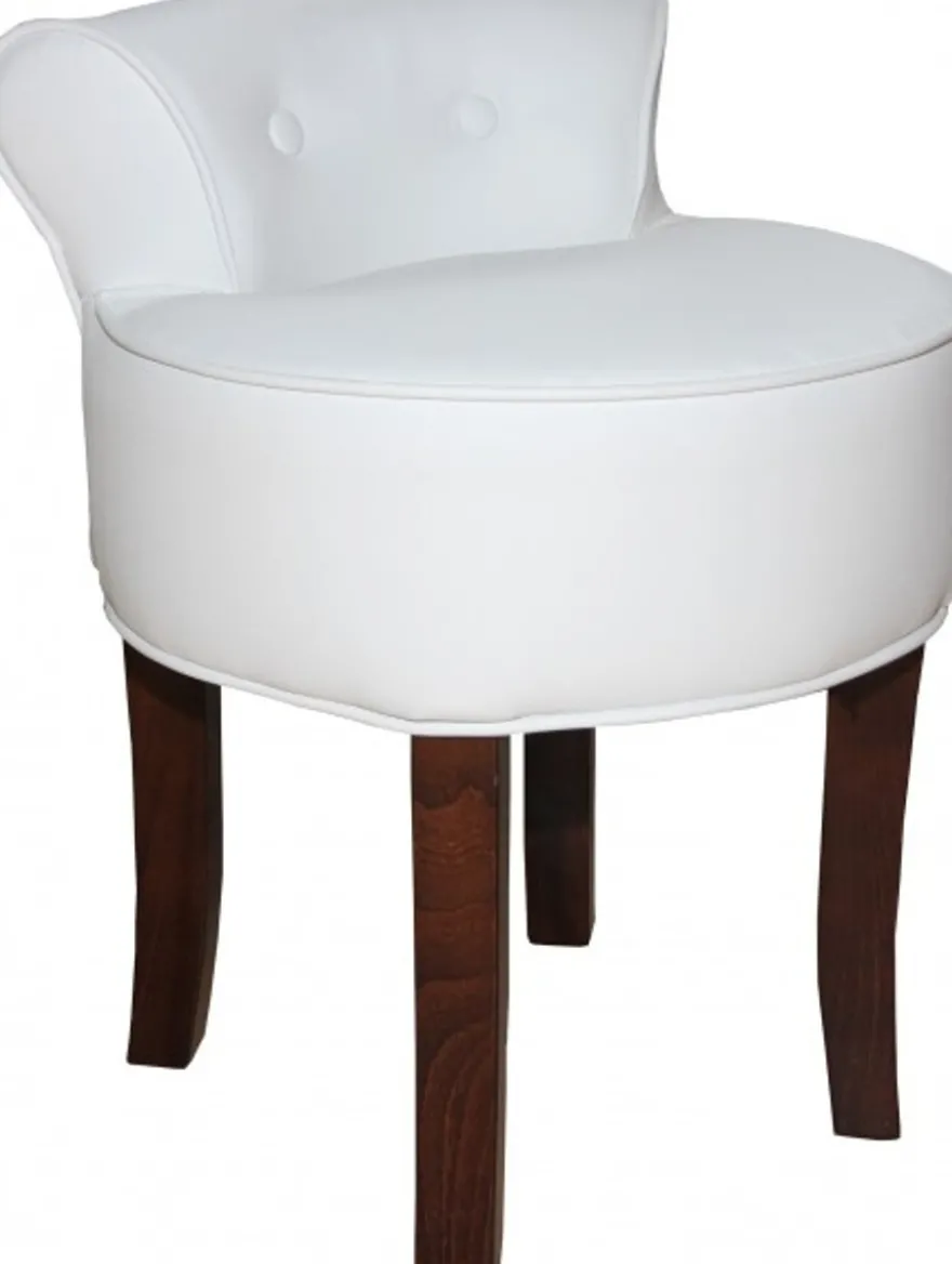 Casa Padrino Designer Hocker Boston Weiß / Braun - Barock Schminktisch Stuhl