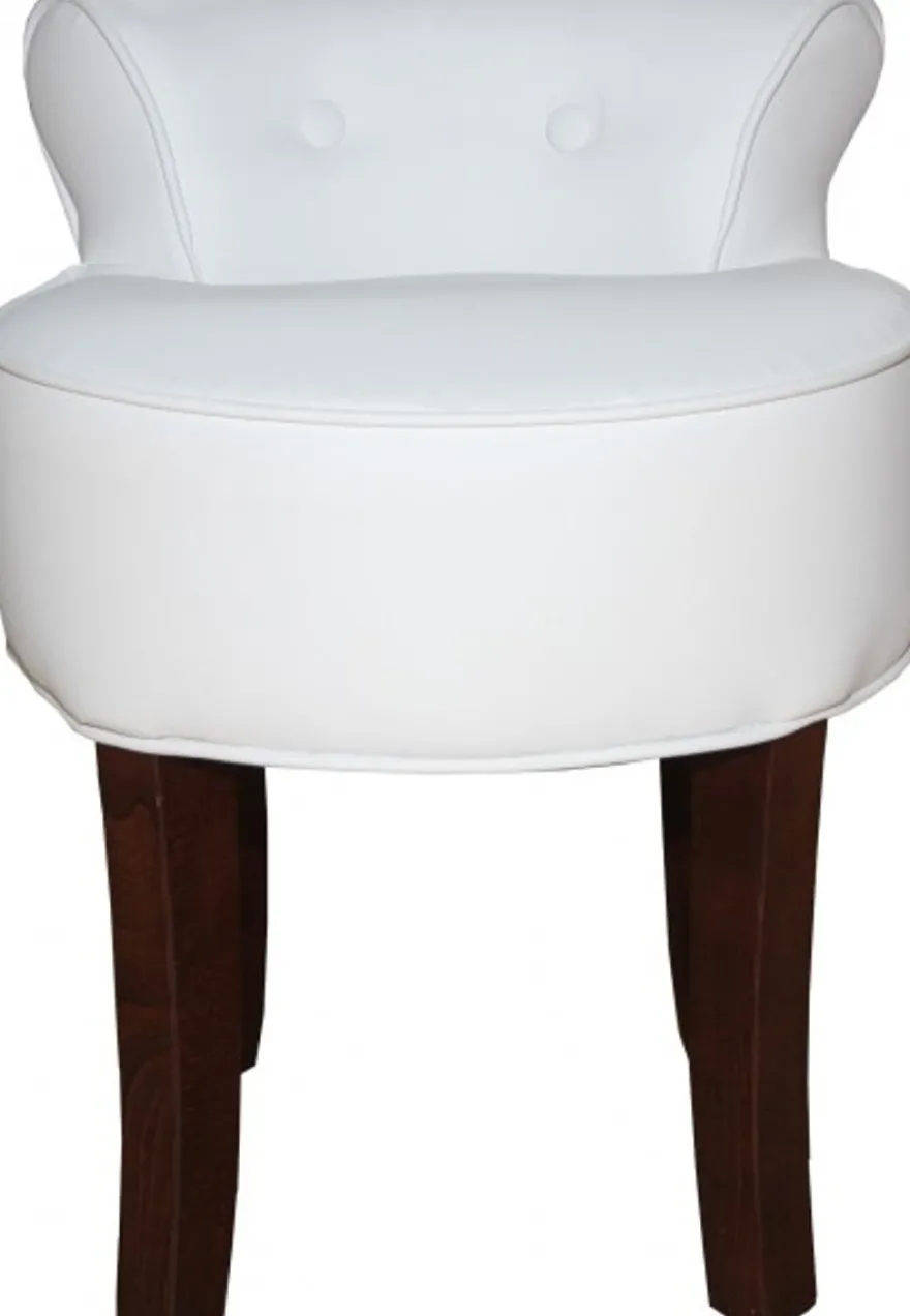 Casa Padrino Designer Hocker Boston Weiß / Braun - Barock Schminktisch Stuhl