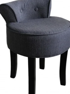 Casa Padrino Designer Hocker Boston Grau / Schwarz - Barock Schminktisch Stuhl