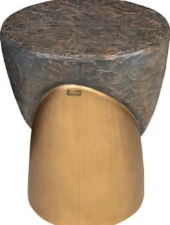 Casa Padrino Designer Hocker Antik Kupfer / Messing Ø 41 x H. 48,5 cm - Runder Sitzhocker aus Glasfaserverstärktem Beton - Luxus Möbel