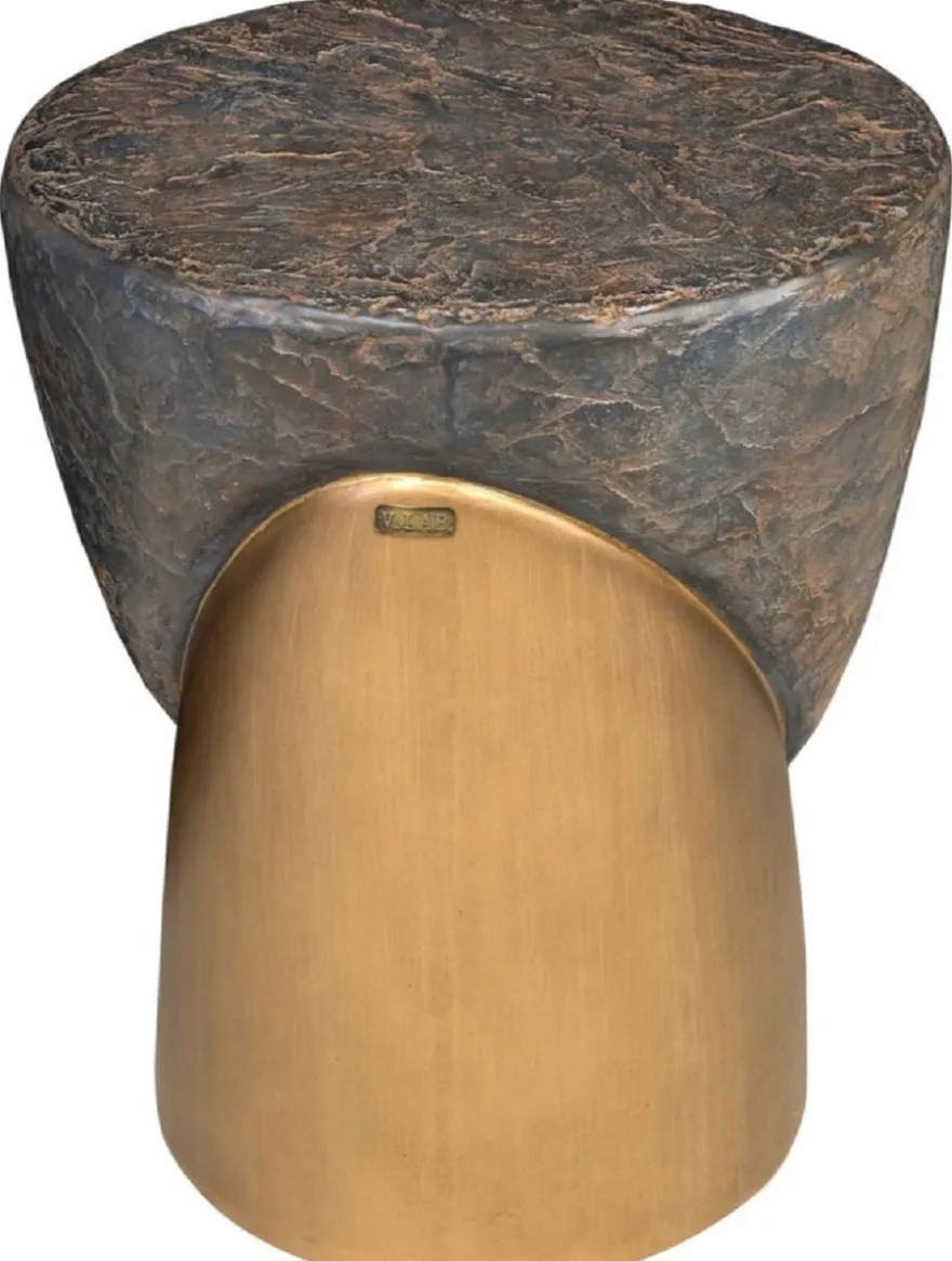 Casa Padrino Designer Hocker Antik Kupfer / Messing Ø 41 x H. 48,5 cm - Runder Sitzhocker aus Glasfaserverstärktem Beton - Luxus Möbel