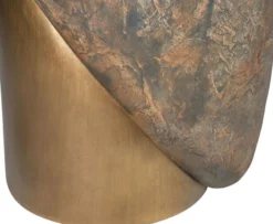 Casa Padrino Designer Hocker Antik Kupfer / Messing Ø 41 x H. 48,5 cm - Runder Sitzhocker aus Glasfaserverstärktem Beton - Luxus Möbel