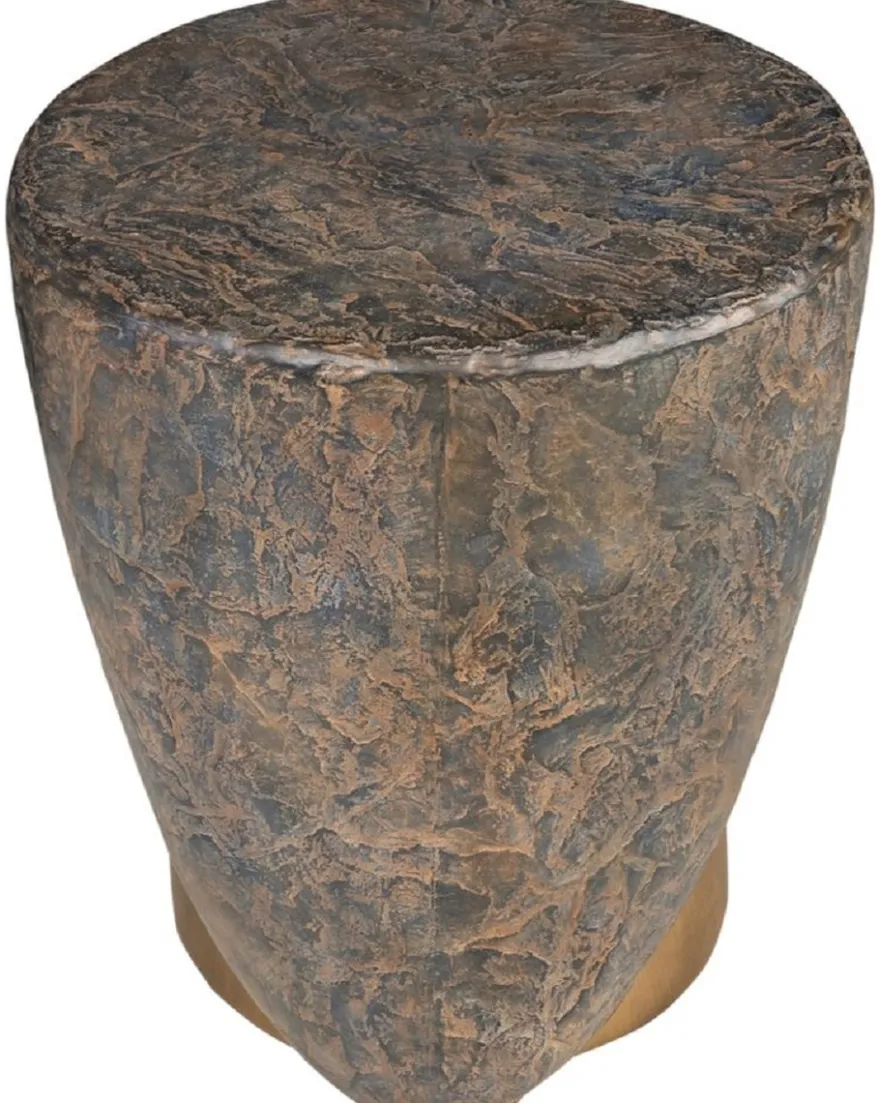 Casa Padrino Designer Hocker Antik Kupfer / Messing Ø 41 x H. 48,5 cm - Runder Sitzhocker aus Glasfaserverstärktem Beton - Luxus Möbel
