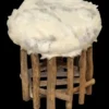 Casa Padrino Designer Hocker Felloptik Hell Höhe 35 cm, Durchmesser 33 cm - Fußhocker Sitzhocker