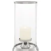 Casa Padrino Designer Kerzenleuchter aus Aluminium und Glas, Nickel und klar, Durchmesser 16 x H. 34 cm - Limited Edition