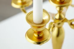 Casa Padrino Designer Kerzenhalter Gold Shine aus poliertem Aluminium, 5-armig, Höhe 40 cm