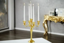 Casa Padrino Designer Kerzenhalter Gold Shine aus poliertem Aluminium, 5-armig, Höhe 40 cm
