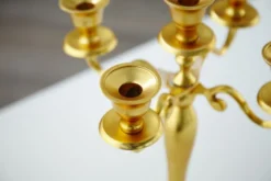 Casa Padrino Designer Kerzenhalter Gold Shine aus poliertem Aluminium, 5-armig, Höhe 40 cm