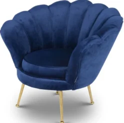 Casa Padrino Designer Kinder Samt Sessel Blau / Messingfarben 96 x 79 x H. 78 cm - Luxus Kindermöbel