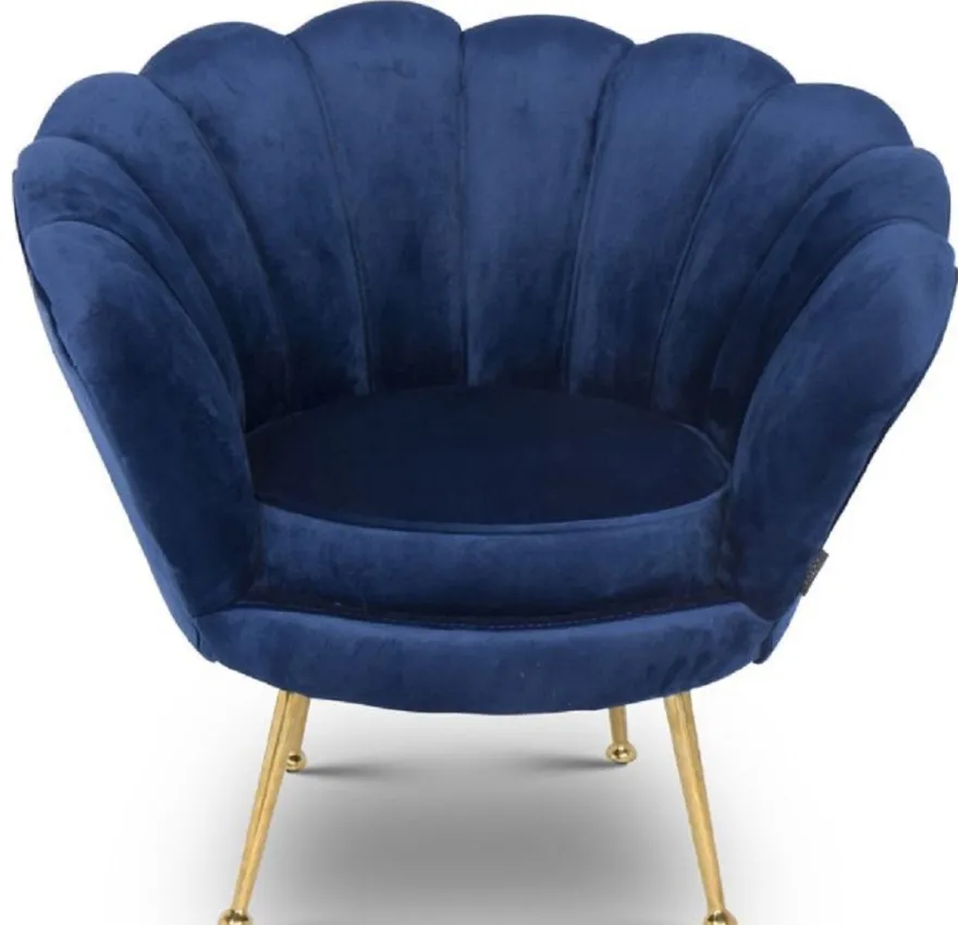 Casa Padrino Designer Kinder Samt Sessel Blau / Messingfarben 96 x 79 x H. 78 cm - Luxus Kindermöbel