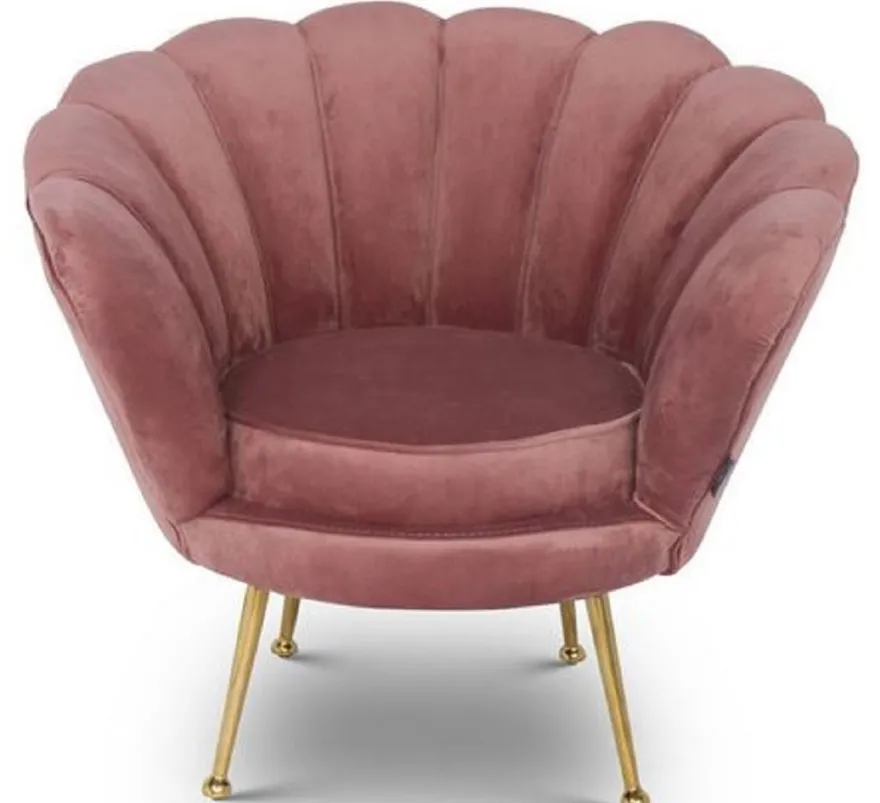 Casa Padrino Designer Kinder Samt Sessel Rosa / Messingfarben 96 x 79 x H. 78 cm - Luxus Kindermöbel