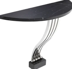 Casa Padrino Designer Konsole Schwarz / Silber 99 x 35 x H. 77,5 cm - Marmor Konsolentisch mit Edelstahl Gestell - Designer Möbel - Luxus Qualität