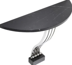 Casa Padrino Designer Konsole Schwarz / Silber 99 x 35 x H. 77,5 cm - Marmor Konsolentisch mit Edelstahl Gestell - Designer Möbel - Luxus Qualität