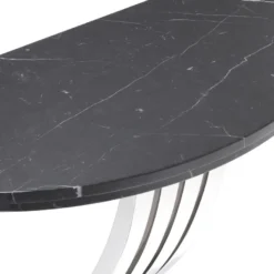 Casa Padrino Designer Konsole Schwarz / Silber 99 x 35 x H. 77,5 cm - Marmor Konsolentisch mit Edelstahl Gestell - Designer Möbel - Luxus Qualität