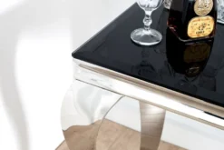 Casa Padrino Designer Konsole B144cm x H75cm x T54cm Schwarz / Silber - Luxus Konsolentisch