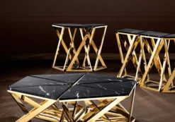 Casa Padrino Designer Konsole 3er Set Gold 95 x 41 x H. 80,5 cm - Luxus Kollektion