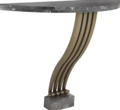 Casa Padrino Designer Konsole Grau / Messingfarben 99 x 35 x H. 77,5 cm - Marmor Konsolentisch mit Edelstahl Gestell - Designer Möbel - Luxus Qualität
